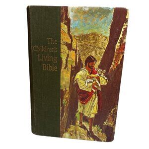 The Childrens Living Bible Paraphrased Hardcover 1976 Illustrated Green Cover